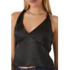 Forever 21 Women’s Plunging Knotted Satin Tank Top(Black)