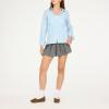 Forever 21 Women’s Poplin Button-Down Long Sleeve Shirt Collared Top with Self-Tie Back(Blue)
