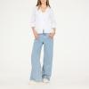Forever 21 Women’s Poplin Button-Down Long Sleeve Shirt Collared Top with Self-Tie Back(White)