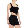 Forever 21 Women’s Ribbed Sweater-Knit Crop Top(Black)