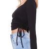Forever 21 Women’s Ruched Drawstring Crop Top(Black)