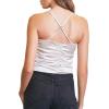 Forever 21 Women’s Ruched Satin Crisscross Cami(Beige)