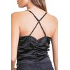 Forever 21 Women’s Ruched Satin Crisscross Cami(Black)