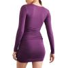 Forever 21 Women’s Ruched V-Neck Mini Dress(Dark Purple)