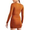 Forever 21 Women’s Ruched V-Neck Mini Dress(Rust)