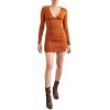 Forever 21 Women’s Ruched V-Neck Mini Dress(Rust)