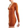 Forever 21 Women’s Ruched V-Neck Mini Dress(Rust)