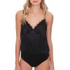 Forever 21 Women’s Satin Lace-trim Cami Bodysuit(Black)