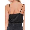Forever 21 Women’s Satin Lace-trim Cami Bodysuit(Black)