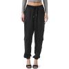 Forever 21 Women’s Satin Mid-Rise Cargo Pants(Black)