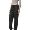 Forever 21 Women’s Satin Mid-Rise Cargo Pants(Black)