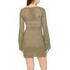 Forever 21 Women’s Sheer Crochet Mini Dress(Light Olive)