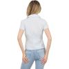 Forever 21 Womens Short Sleeve Button Front Top with Smocked Back(Blue)
