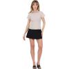 Forever 21 Womens Short Sleeve Button Front Top with Smocked Back(Brown)