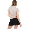 Forever 21 Womens Short Sleeve Button Front Top with Smocked Back(Brown)