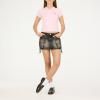 Forever 21 Women’s Short Sleeve Fitted Stretch Tee with Button Placket(Pink)
