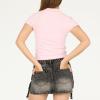 Forever 21 Women’s Short Sleeve Fitted Stretch Tee with Button Placket(Pink)