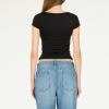 Forever 21 Women’s Short Sleeve Scoop Neck Fitted Top(Black)
