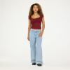 Forever 21 Women’s Short Sleeve Scoop Neck Fitted Top(Burgundy)