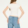 Forever 21 Women’s Short Sleeve Scoop Neck Fitted Top(Ivory)