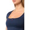 Forever 21 Women’s Short Sleeve Square Neck Cropped T Shirt(Navy)