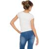 Forever 21 Women’s Short Sleeve Square Neck Cropped T-Shirt with Charm(Gardenia)