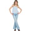 Forever 21 Womens Spaghetti Strap Knit to Woven Peplum Top with Eyelet Hem(Blue)