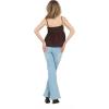 Forever 21 Womens Spaghetti Strap Knit to Woven Peplum Top with Eyelet Hem(Brown)
