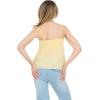 Forever 21 Womens Spaghetti Strap Knit to Woven Peplum Top with Eyelet Hem(Yellow)