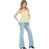 Forever 21 Womens Spaghetti Strap Knit to Woven Peplum Top with Eyelet Hem(Yellow)