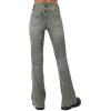 Forever 21 Women’s Stone Wash High-Rise Flare Jeans(Dark Denim)