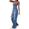 Forever 21 Women’s Strapless Stretch-denim Jumpsuit(Medium Denim)