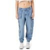 Forever 21 Women’s Stretch-Denim Cargo Joggers(Light Denim)