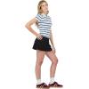 Forever 21 Women’s Stripe Cropped Polo Short Sleeve with Button Placket(Blue)