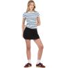 Forever 21 Women’s Stripe Cropped Polo Short Sleeve with Button Placket(Blue)