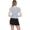 Forever 21 Women’s Stripe Cropped Polo Short Sleeve with Button Placket(Blue)