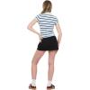 Forever 21 Women’s Stripe Cropped Polo Short Sleeve with Button Placket(Blue)