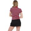 Forever 21 Women’s Stripe Cropped Polo Short Sleeve with Button Placket(Red)
