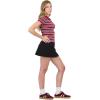 Forever 21 Women’s Stripe Cropped Polo Short Sleeve with Button Placket(Red)