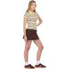 Forever 21 Women’s Stripe Cropped Polo Short Sleeve with Button Placket(Yellow)