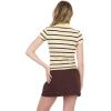 Forever 21 Women’s Stripe Cropped Polo Short Sleeve with Button Placket(Yellow)