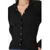 Forever 21 Women’s Sweater-Knit Button-Front Shirt(Black)