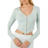 Forever 21 Women’s Sweater-Knit Zip-up Crop Top(Seafoam)