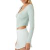 Forever 21 Women’s Sweater-Knit Zip-up Crop Top(Seafoam)