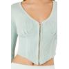 Forever 21 Women’s Sweater-Knit Zip-up Crop Top(Seafoam)