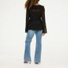 Forever 21 Women’s Tie Front Top with Flounce Sleeves and Flyaway Hem(Black)