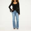 Forever 21 Women’s Tie Front Top with Flounce Sleeves and Flyaway Hem(Black)