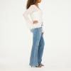 Forever 21 Women’s Tie Front Top with Flounce Sleeves and Flyaway Hem(Ivory)