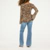 Forever 21 Women’s Tie Front Top with Flounce Sleeves and Flyaway Hem(Leopard)