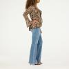 Forever 21 Women’s Tie Front Top with Flounce Sleeves and Flyaway Hem(Leopard)